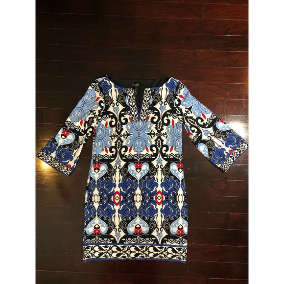 Laundry Shelli Segal Mini Dress V-Neck Size Small Short Above Knee Blue Summer - Picture 3 of 6